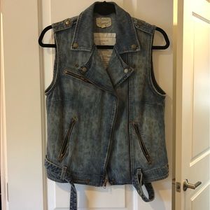 CURRENT ELLIOTT denim leopard print vest